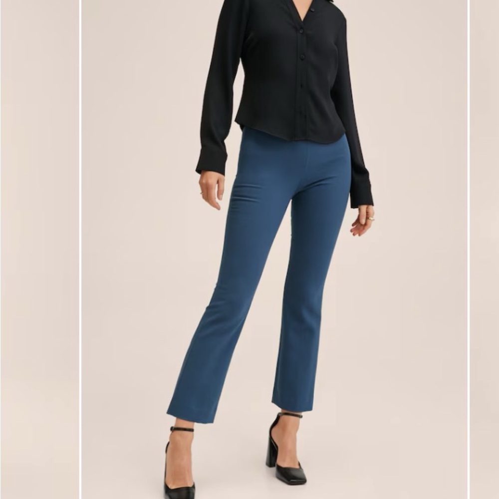 NWT Mango Crop Flare Blue Women's Pants